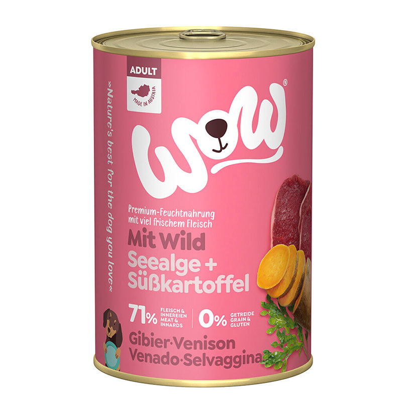 Wow Adulte Gibier aliment humide pour chiens sans céréales