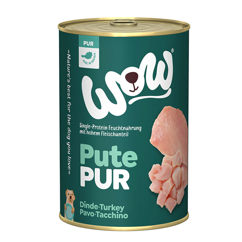 Wow Pur Dinde aliment humide monoprotéiné et sans céréales pour chiens