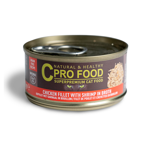 Filet de poulet avec crevette CProFood aliment humide pour chats