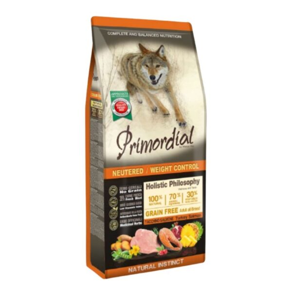 Primordial Chien Stérilisé Dinde Saumon : croquettes sans céréales